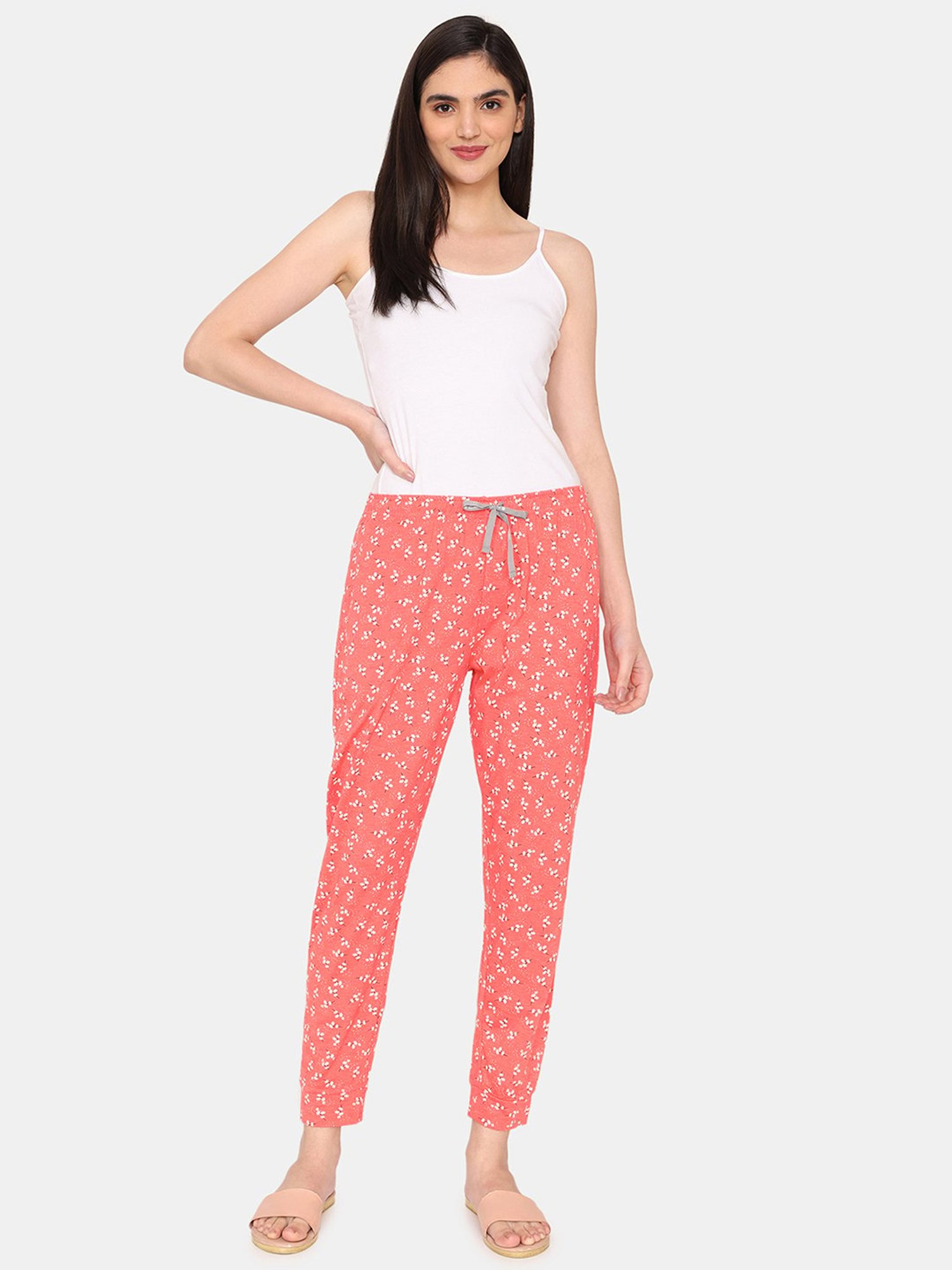 Rosaline by Zivame Orange Cotton Printed Pyjamas