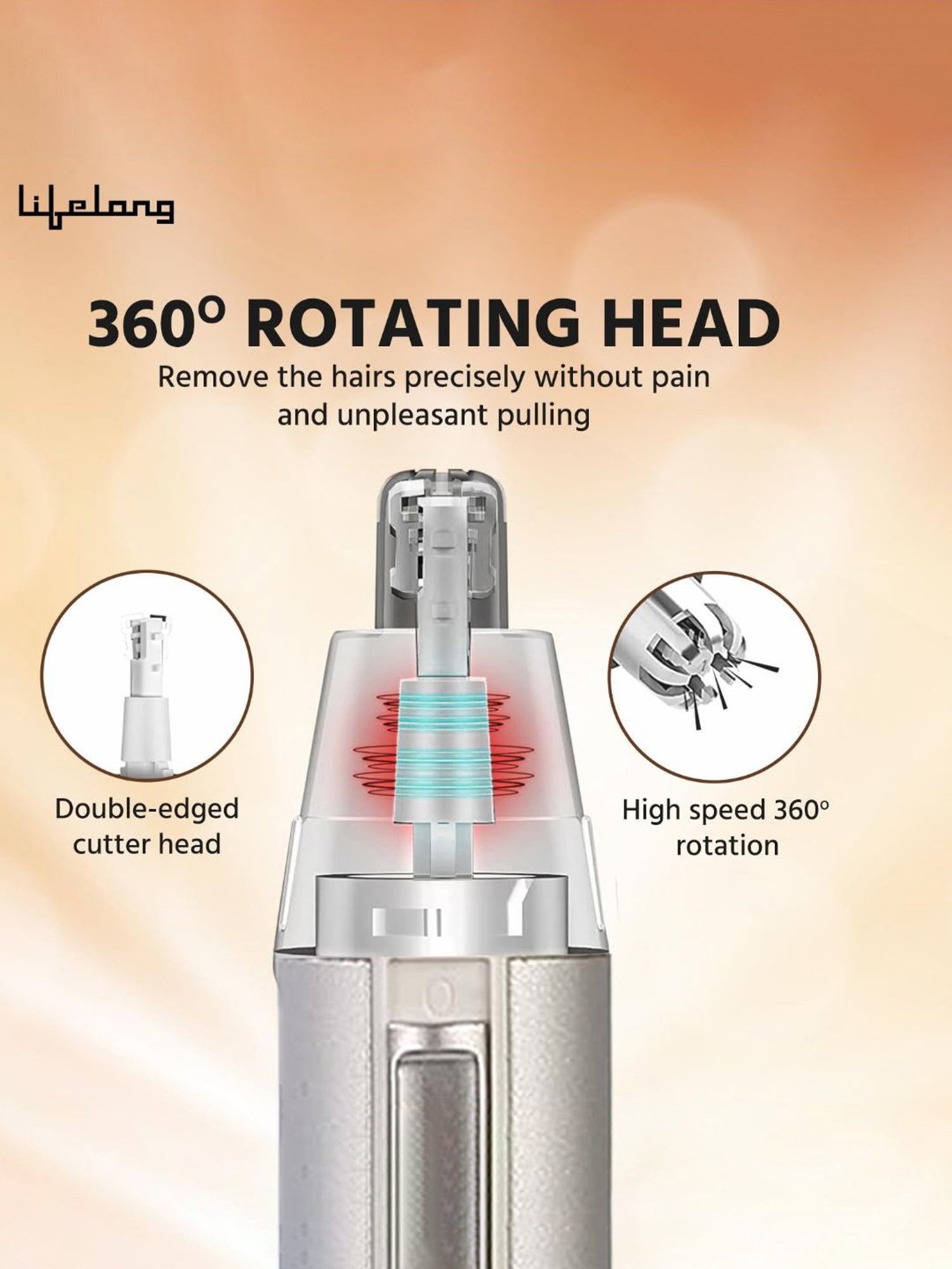 Lifelong LLPCM03 Cordless Rechargeable Nose and Ear Trimmer (Silver)