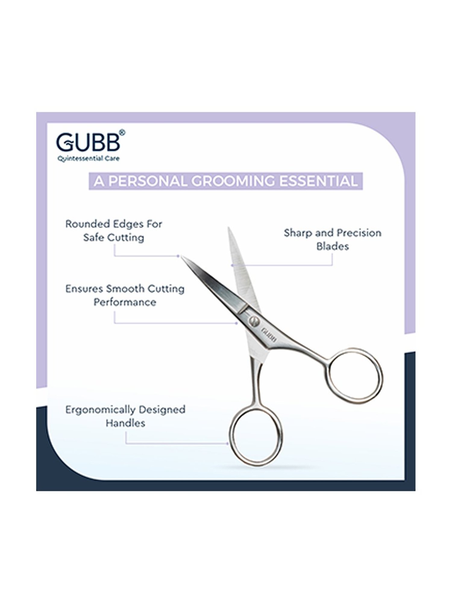 GUBB Grooming Scissor for Moustache Trimming, Beard Cutting & Facial Hair, Stainless Steel Scissor