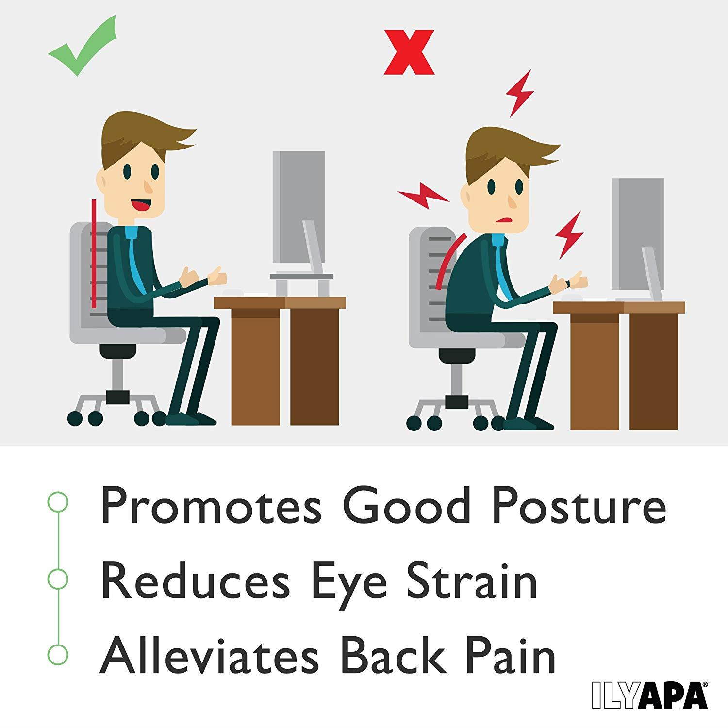 Adjustable Mesh Monitor Stand 2 Pack - Height Adjustable Metal Desktop Risers for Computer Monitors, Laptop & More