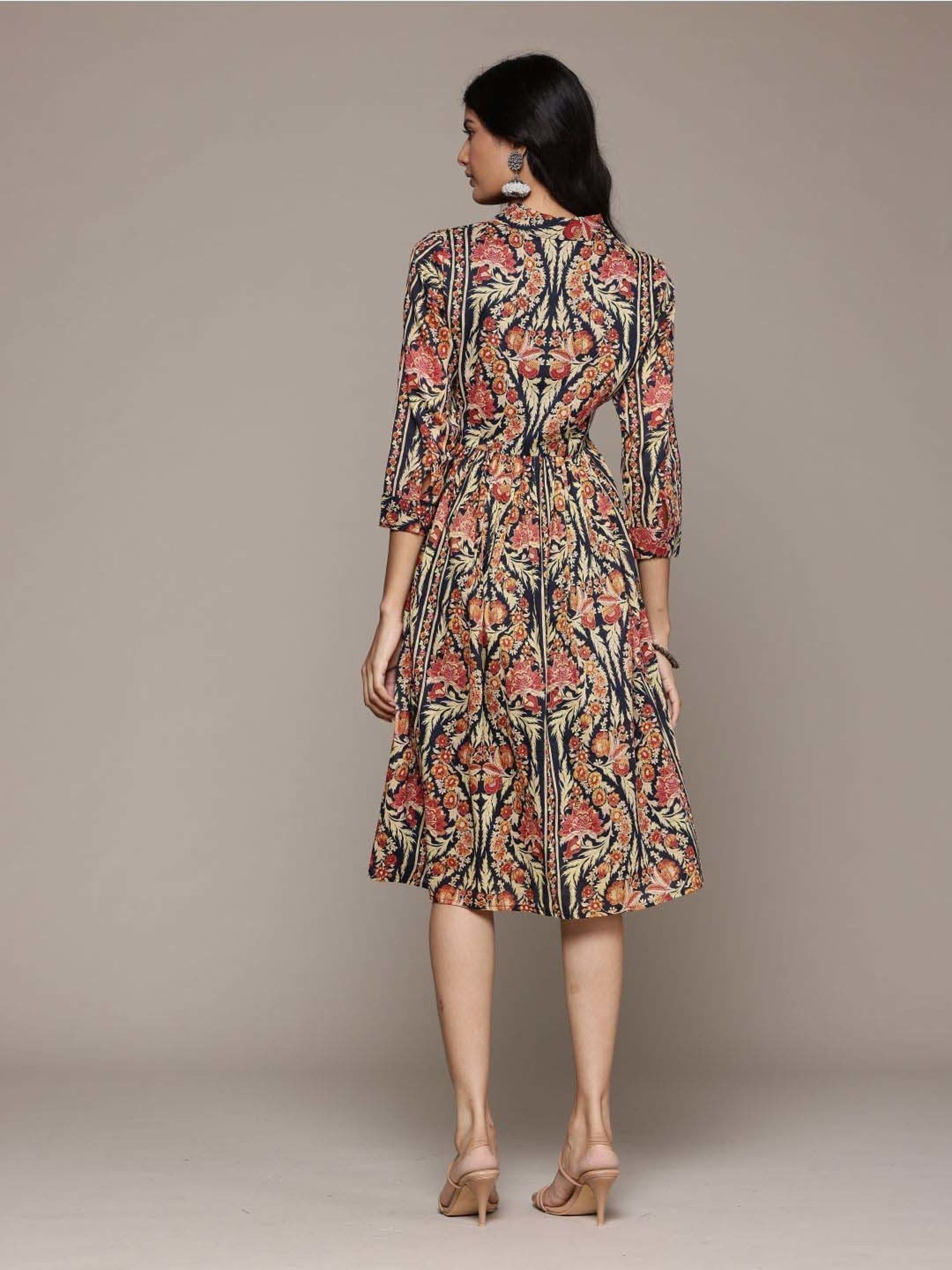 AARKE RITU KUMAR Pink Cotton Printed A-Line Dress