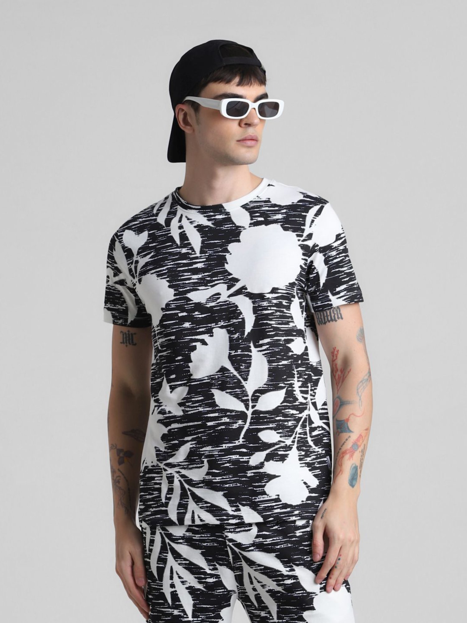 Jack & Jones Cloud Dancer Cotton Regular Fit Printed T-Shirt