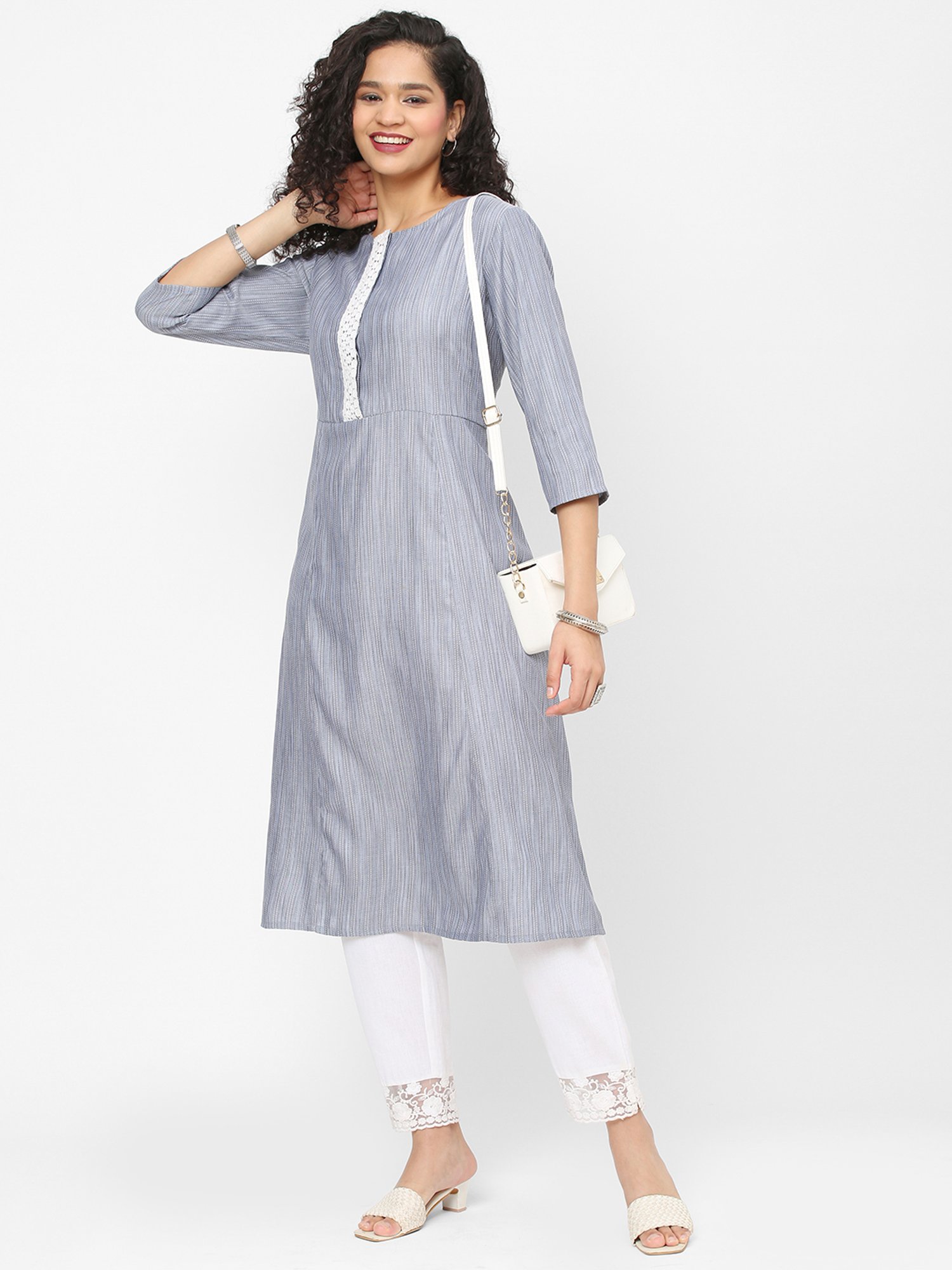 Fusion Beats Blue A Line Kurta