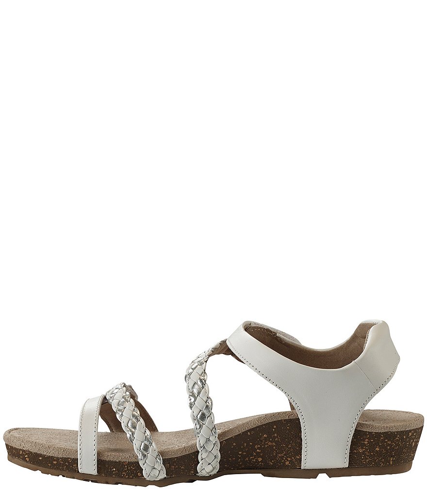 Aetrex Jillian Braided Leather Cork Wedge Sandals
