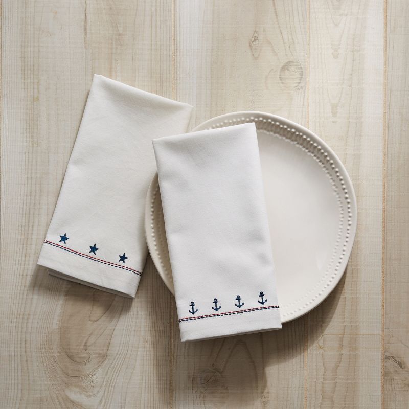 Split P Embroidered Star Napkin Set - White