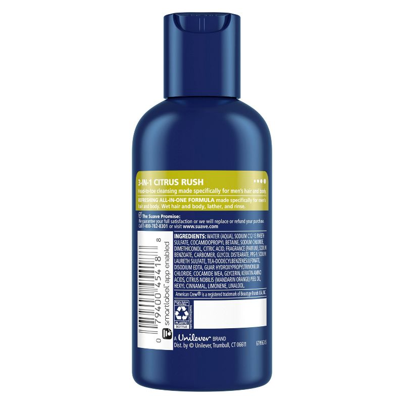 Suave 3-in-1 Citrus Rush Shampoo Conditioner & Body Wash Travel Size - 3 fl oz