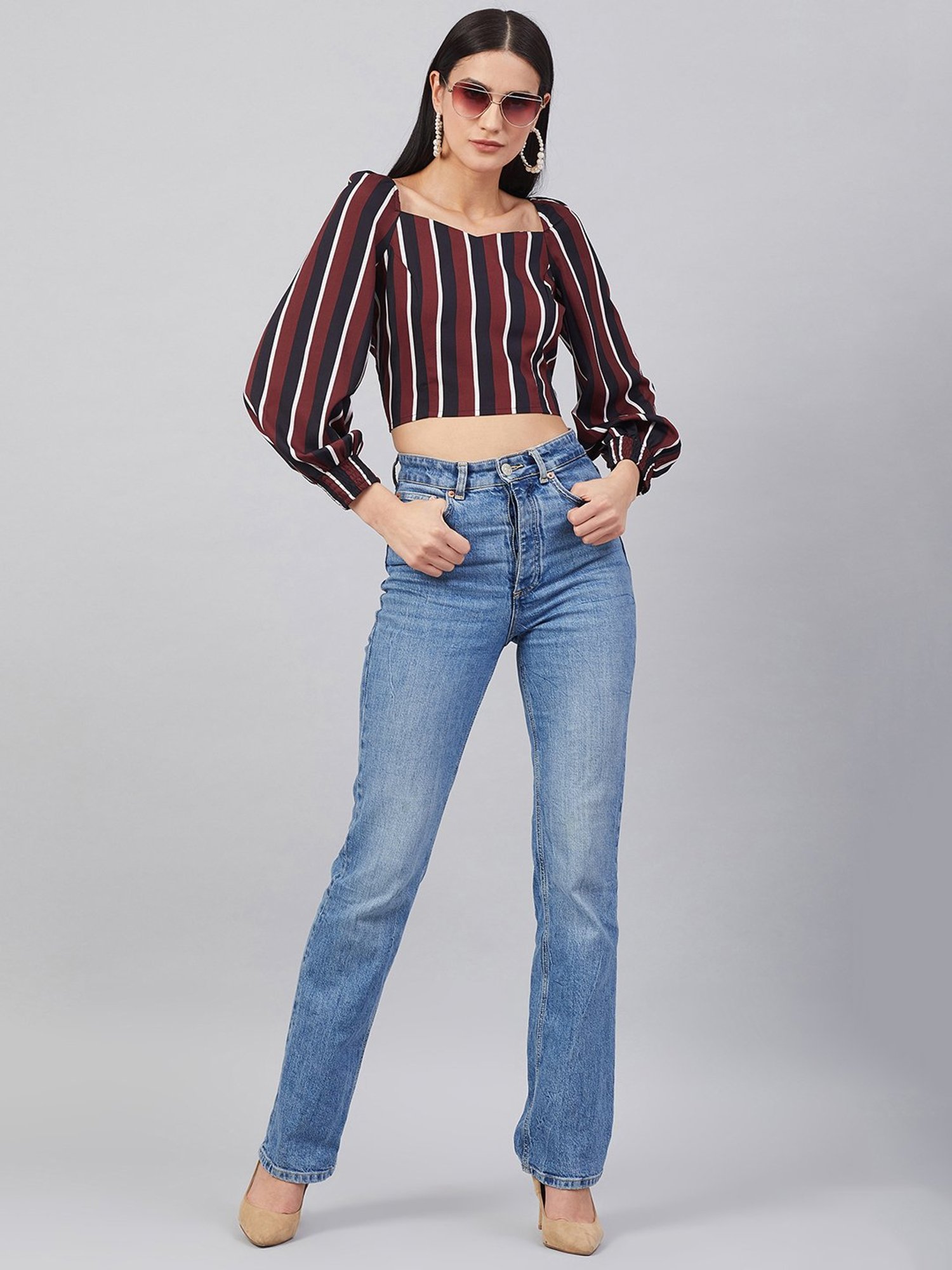 Rare Multicolor Striped Crop Top