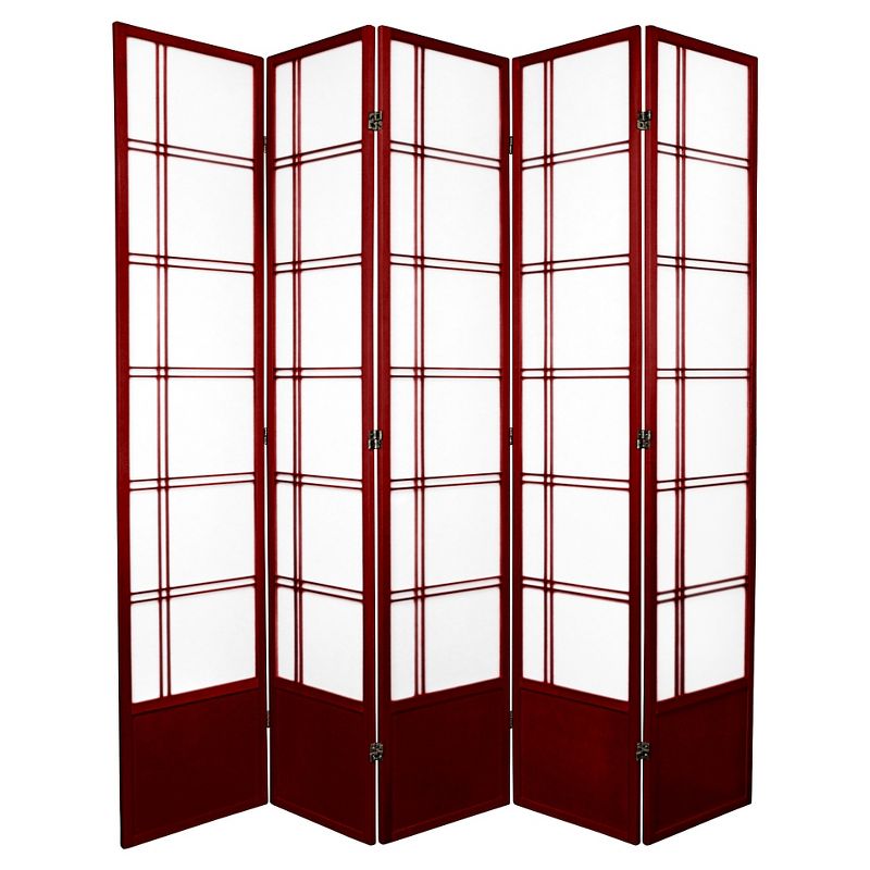 7 ft. Tall Double Cross Shoji Screen - Rosewood (5 Panels)