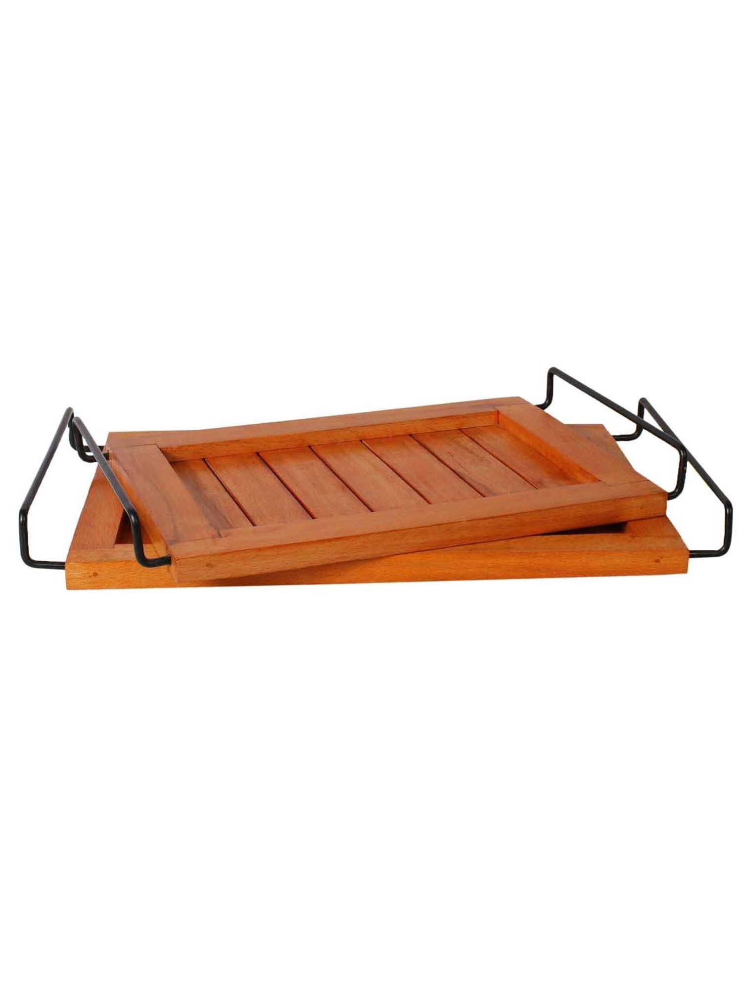 VarEesha Brown Wood Rectangular Tray - Set of 2