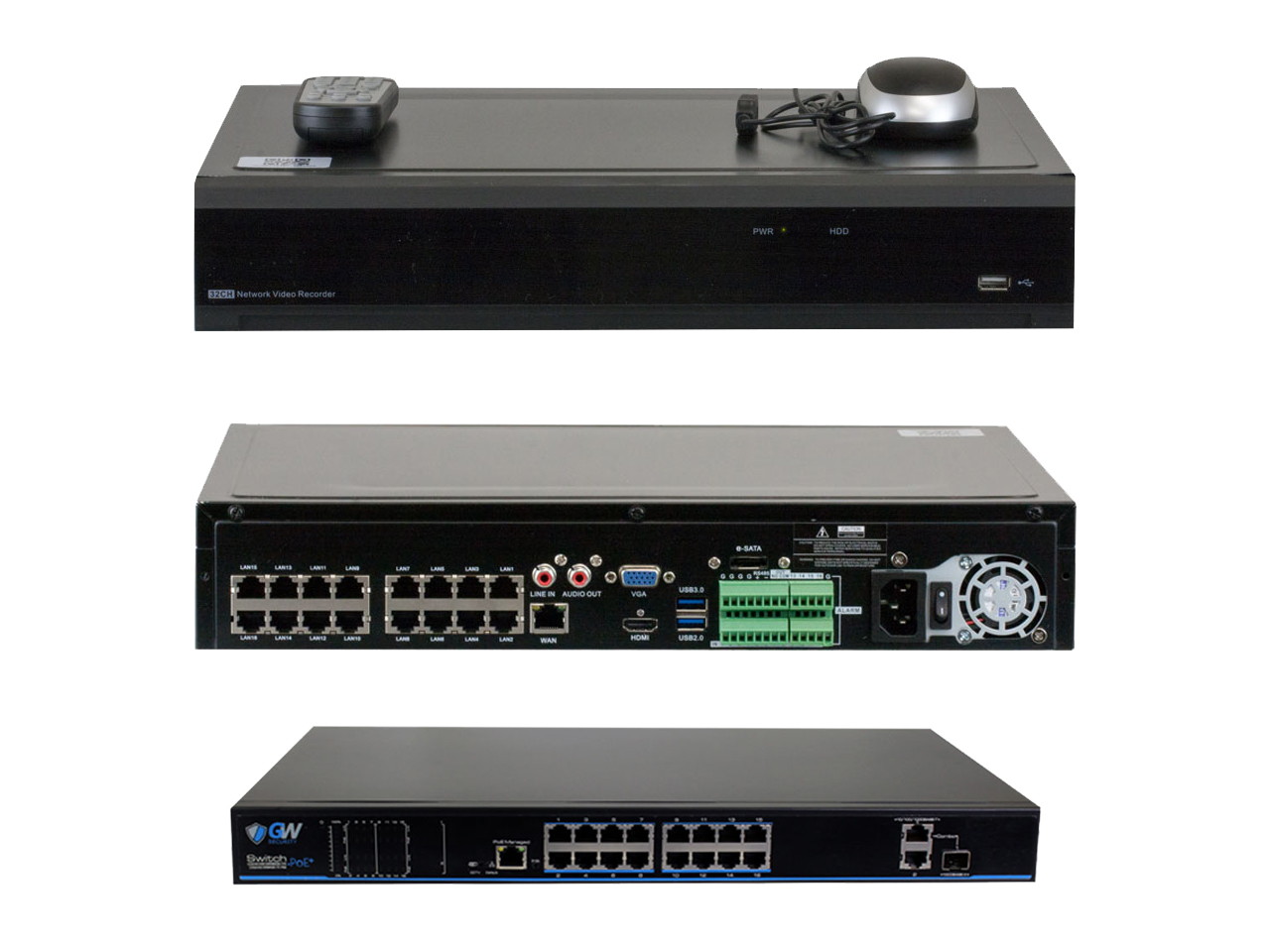 GW 16 Channel H.265 4K NVR 5-Megapixel (2592 x 1520) 4X Optical Zoom Network Video Security System, 16pcs 5MP 1920p 2.8-12mm Motorized Zoom POE Weatherproof Bullet IP Cameras, 120ft Night Vision