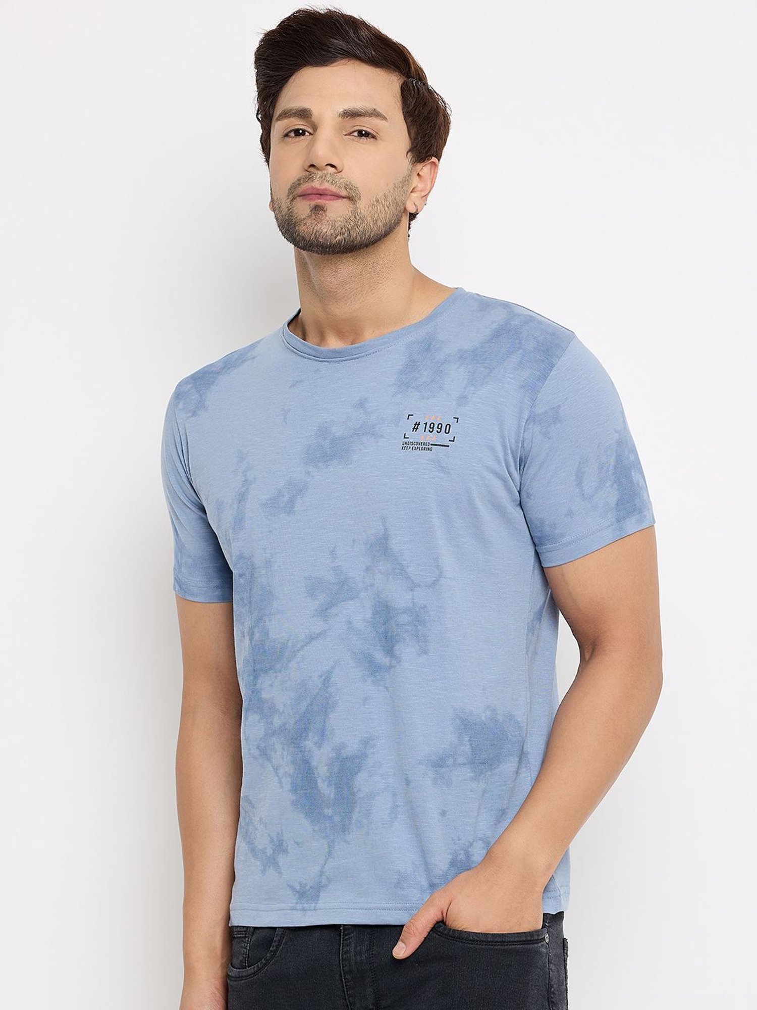 Duke Blue Slim Fit Printed T-Shirt
