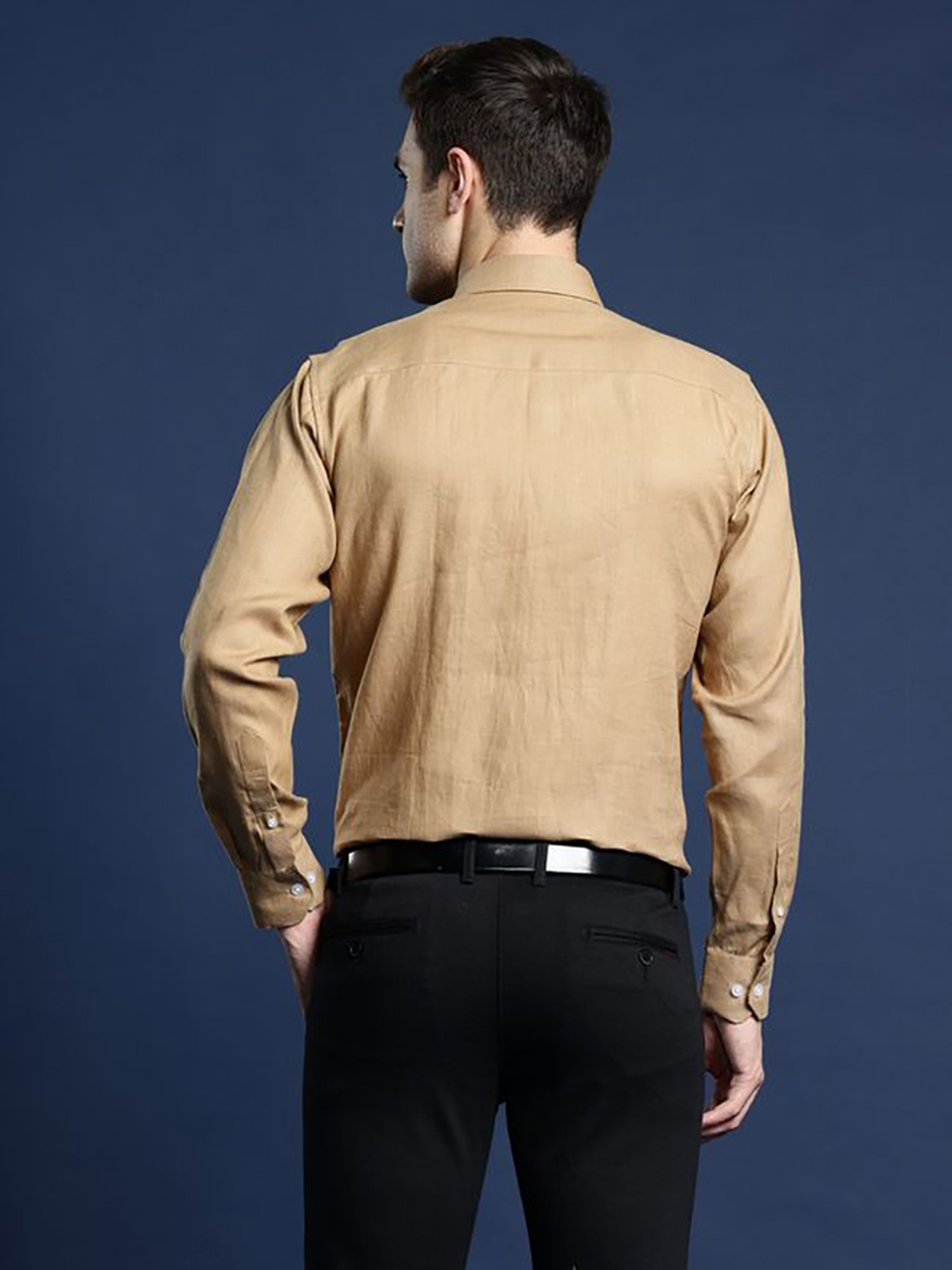 Hancock Khaki Slim Fit Solid Shirts