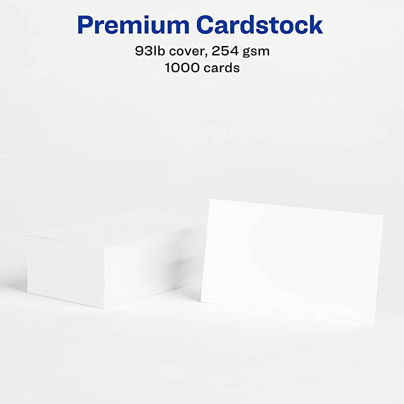 Printable Business Cards, Inkjet Printers, 1,000 Cards, 2 x 3.5, Clean Edge, Heavyweight (8870), White