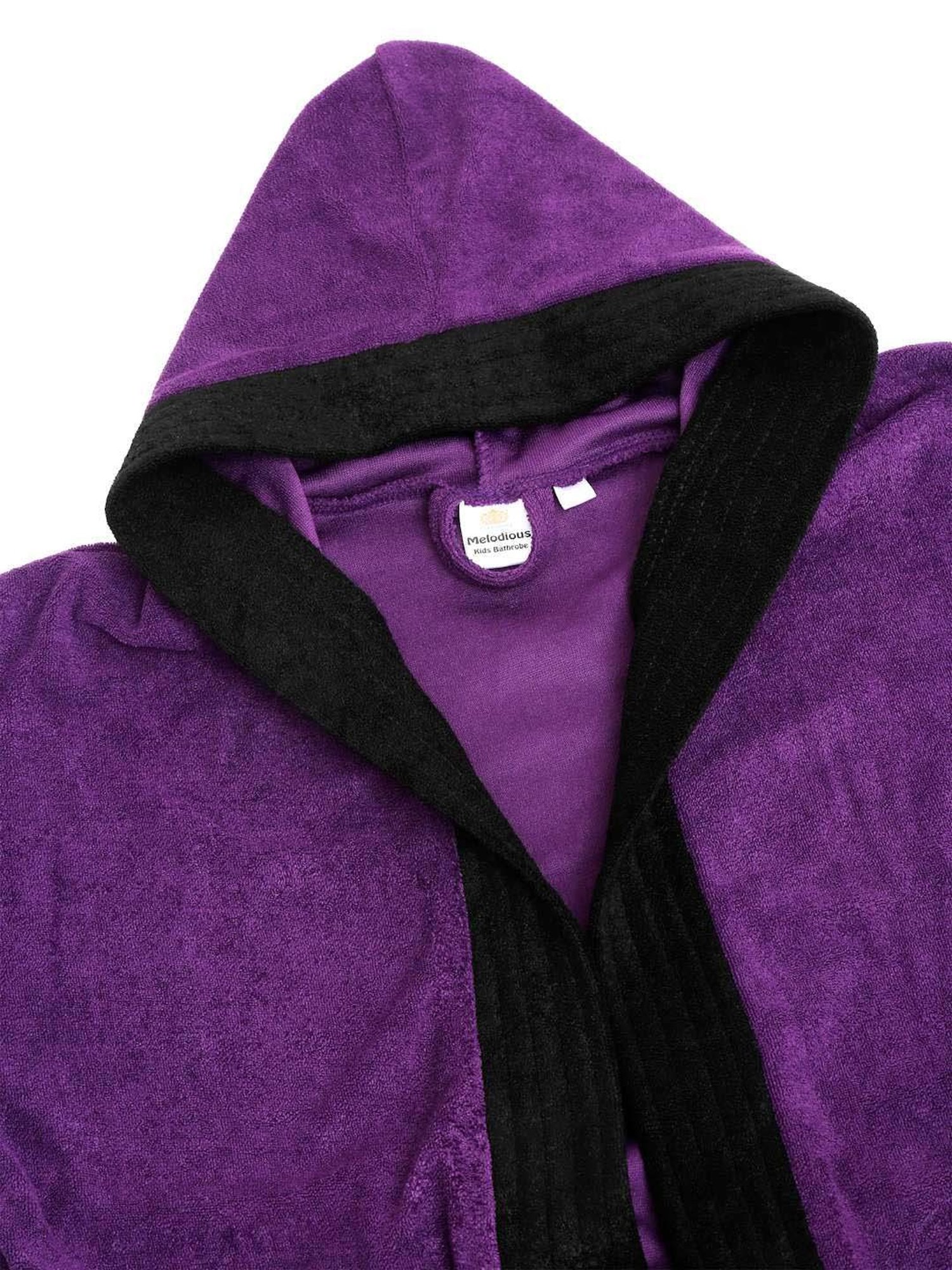 Creeva Melodious Indigo & Black Micro Terry 225 GSM Kids Hooded Bathrobe 6-7 Years With Pocket