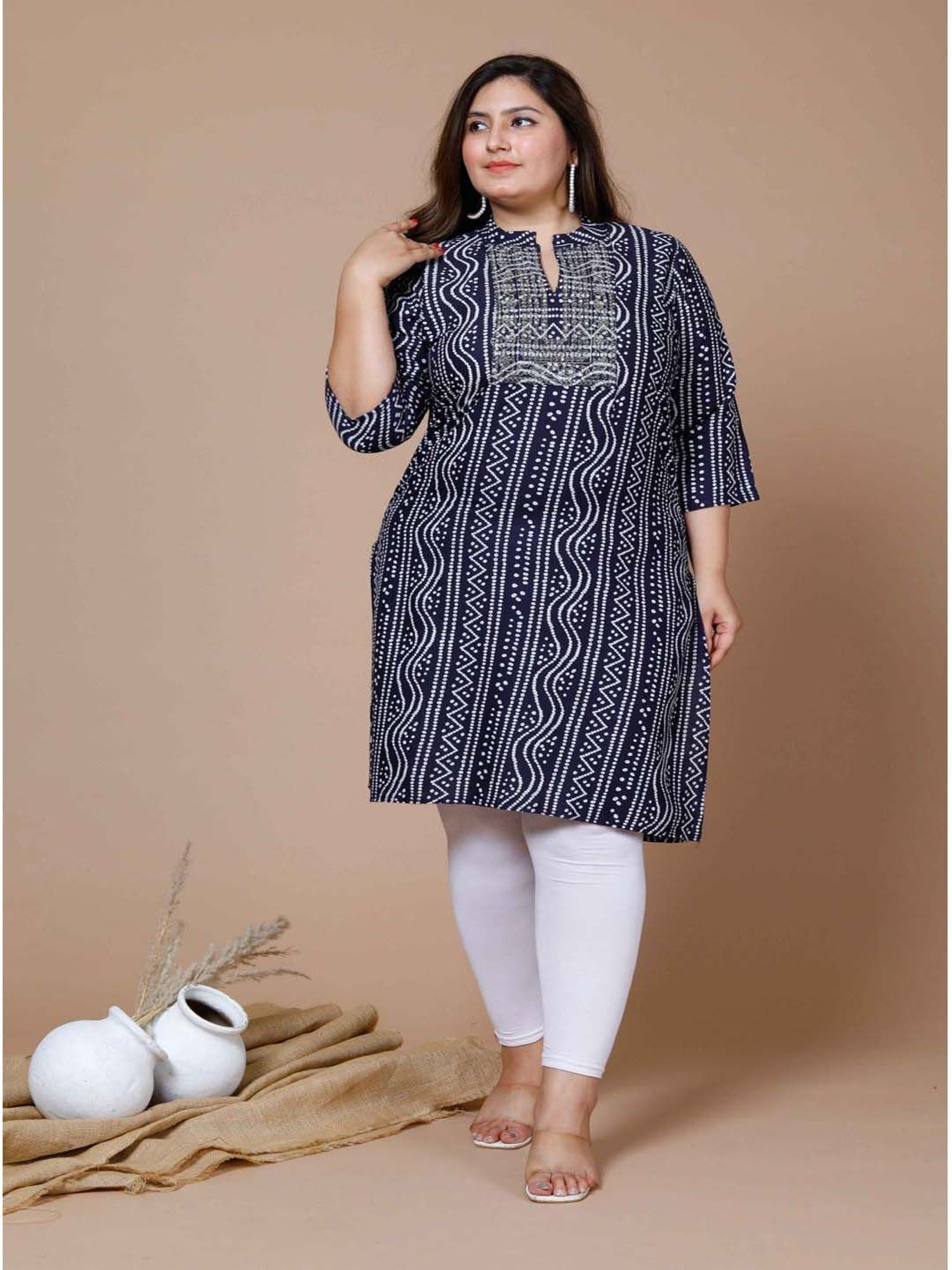 Miravan Blue Embroidered Straight Kurta