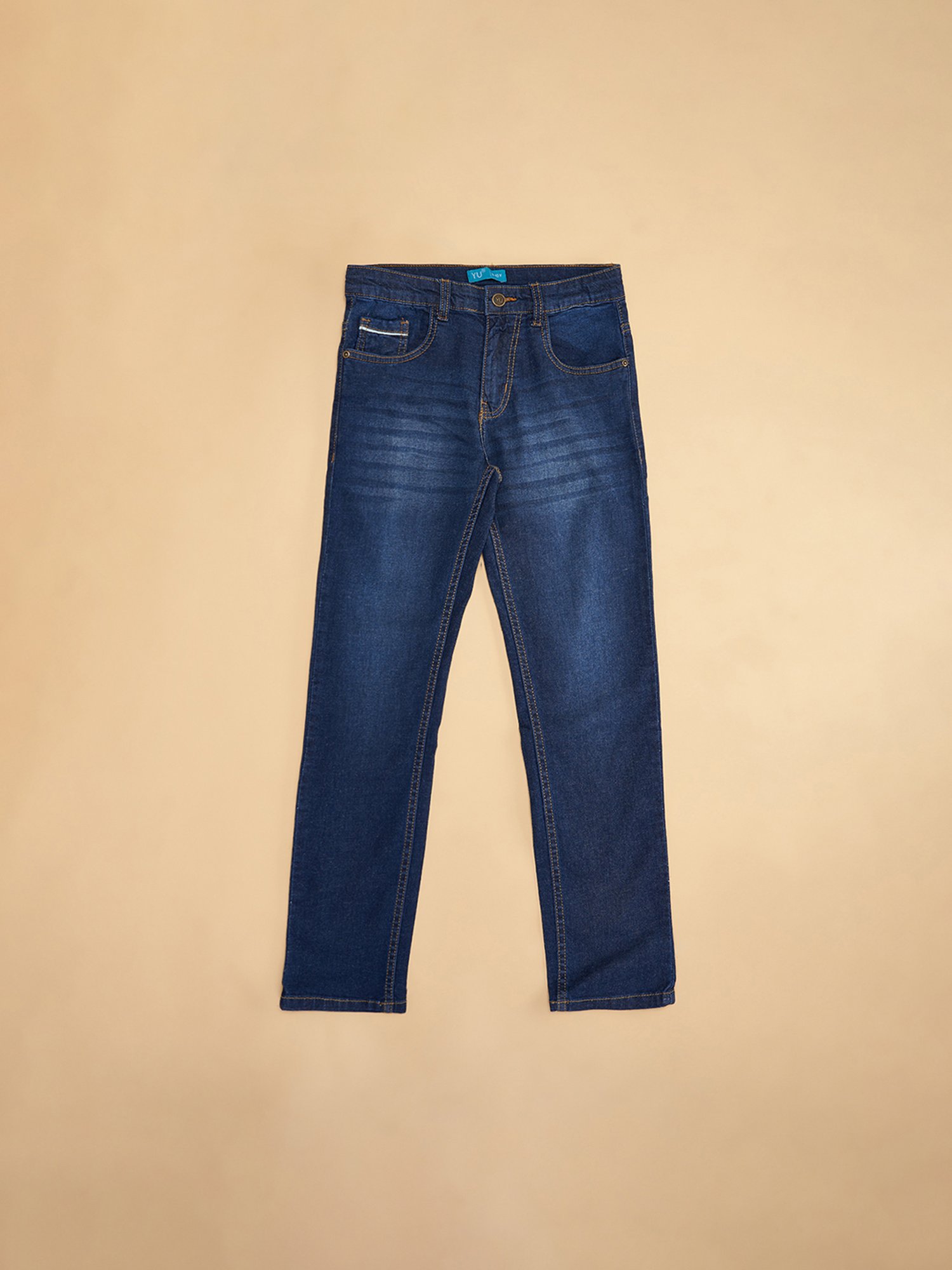 YU by Pantaloons Boys Dark Blue Solid Jeans