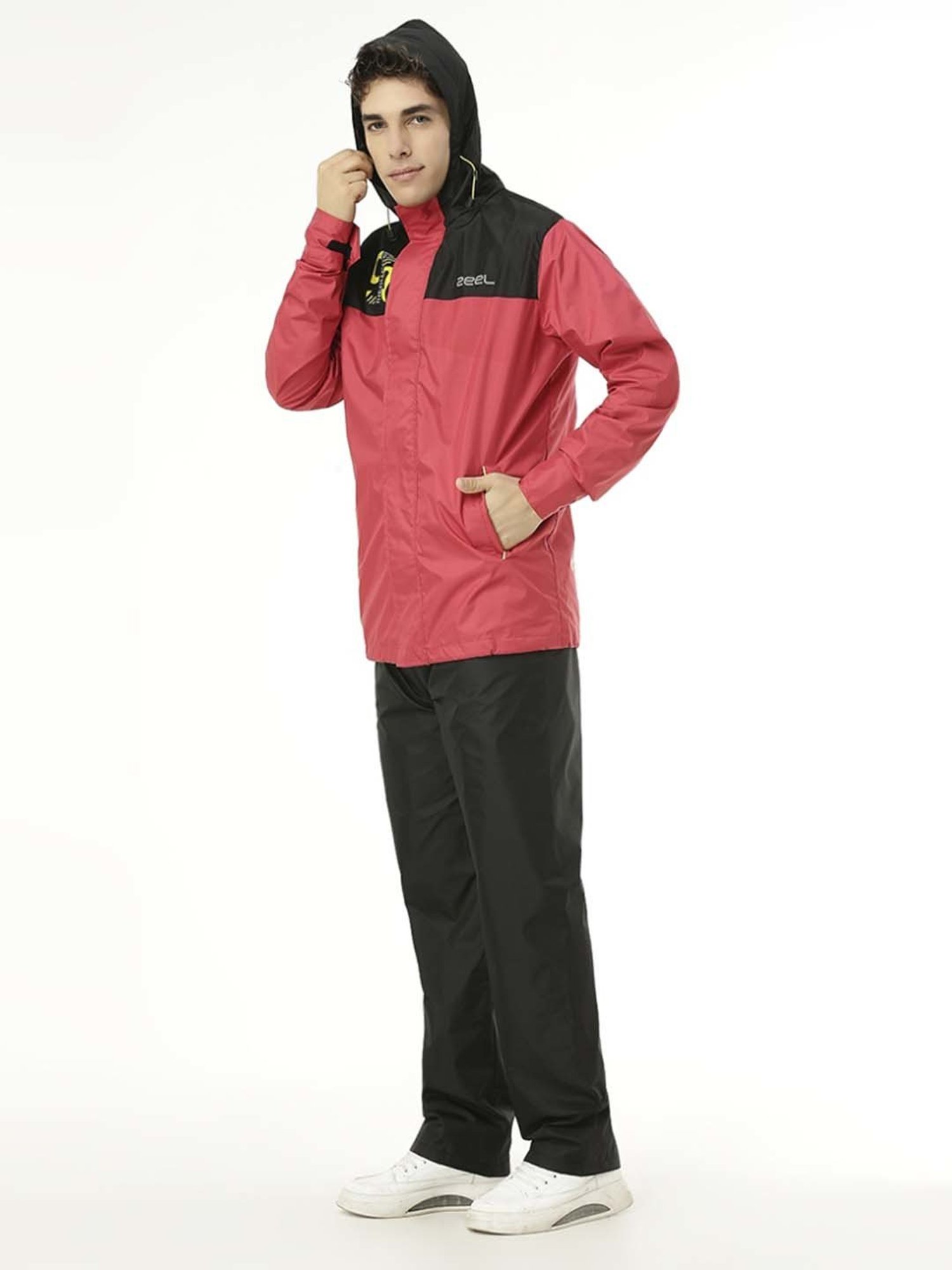 Zeel Black & Red Raincoat Set