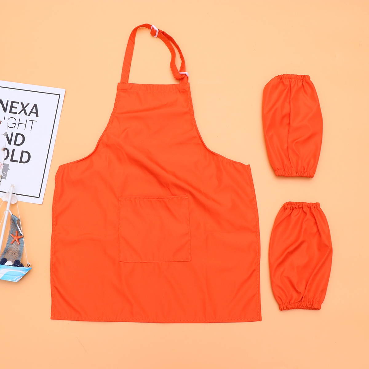 1pc Children Waterproof Antifouling Painting Apron Student Art Baking Apron Drawing Apron Smock for Children Kids -Size M(Orange, Free Child Sleeves)