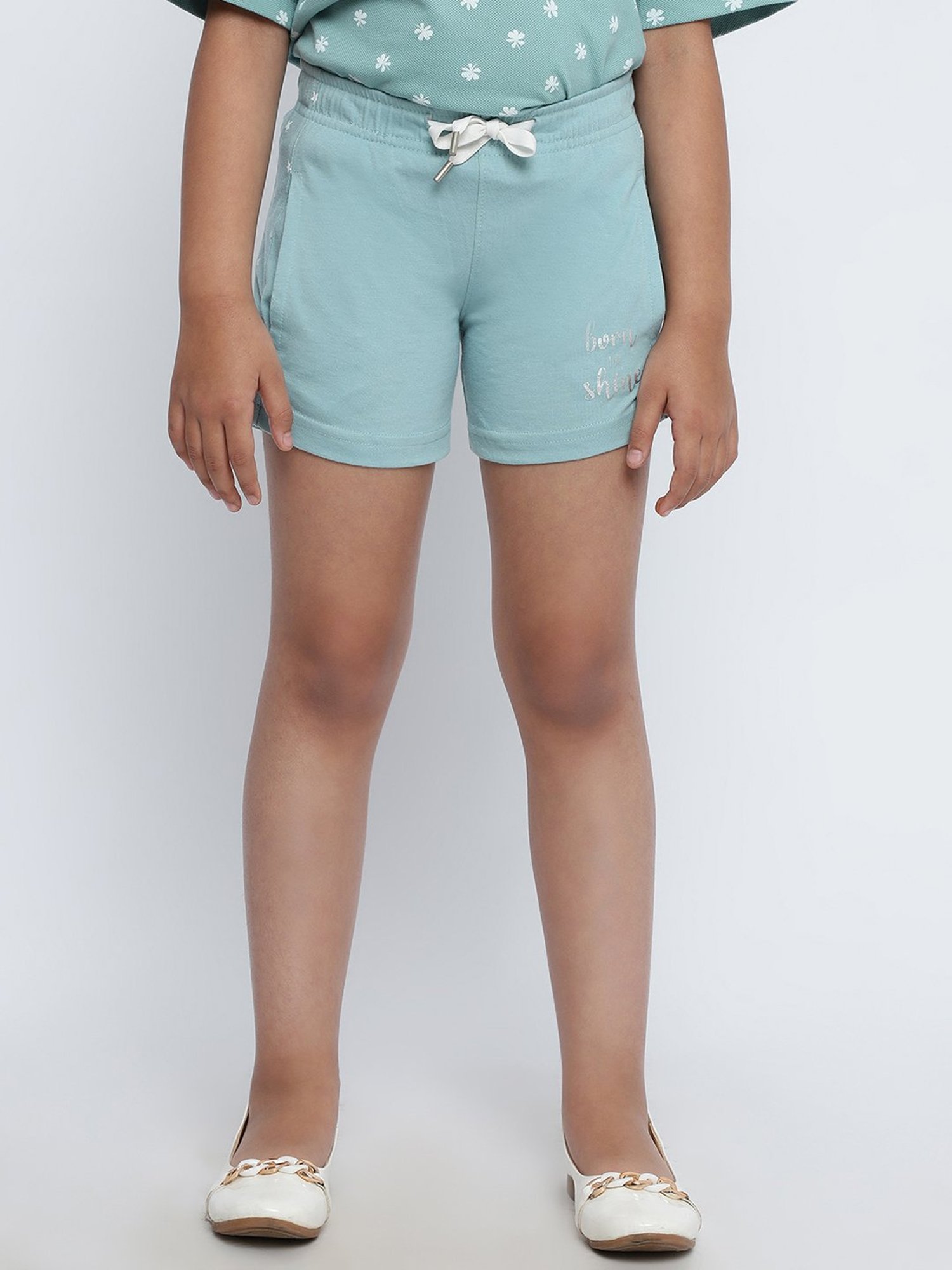 METTLE Kids Light Teal Solid Shorts