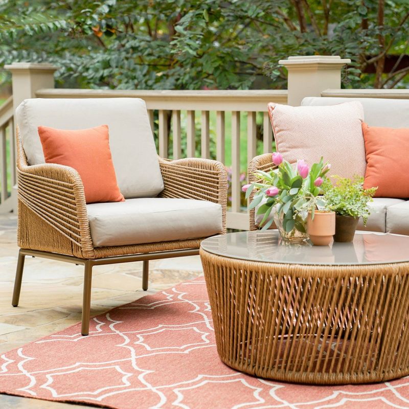 Terrell 4pc Patio Seating Set - Tan - Leisure Made