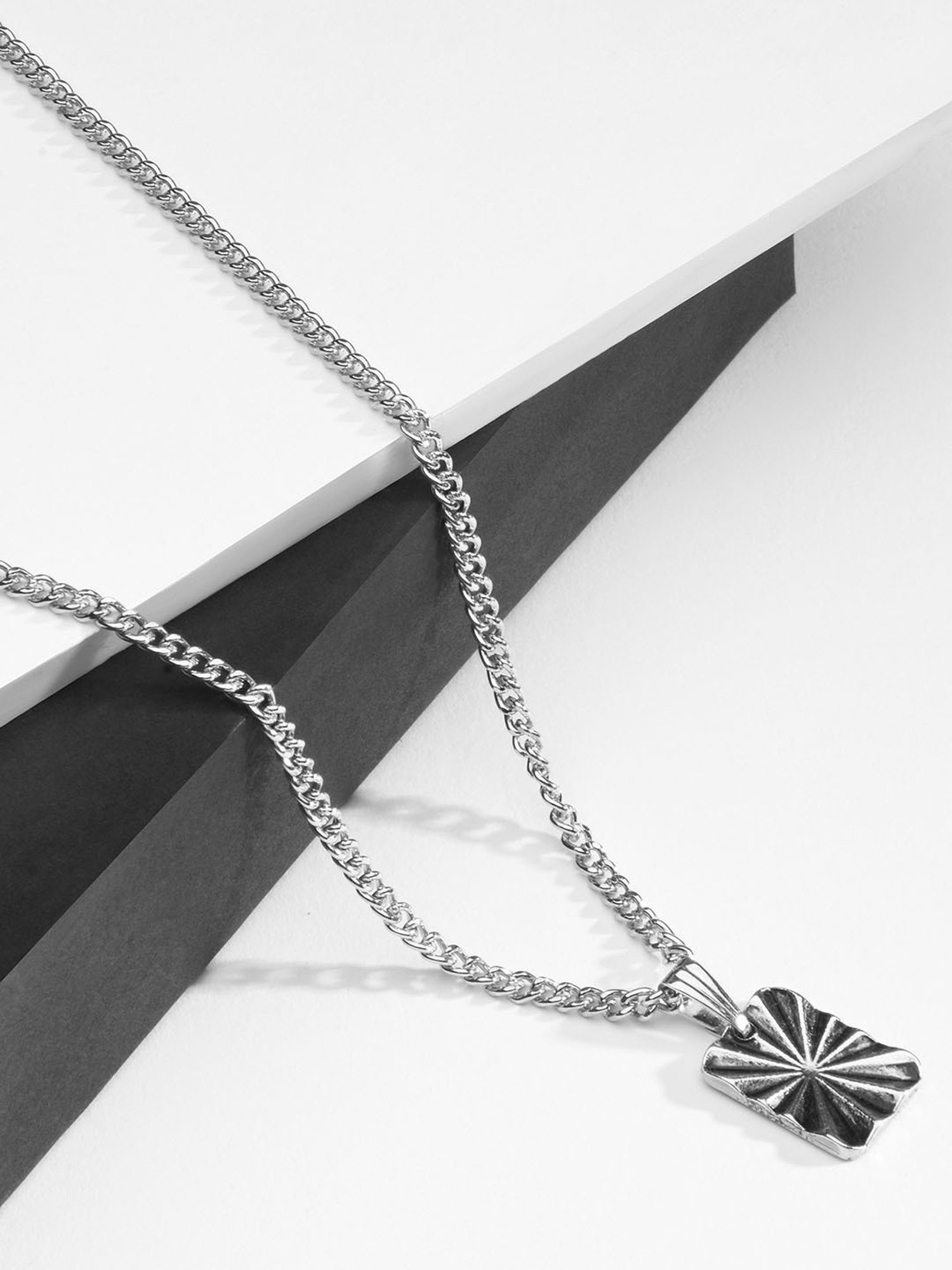 The Bro Code Silver-Plated Rectangular Pendant Necklace for Men