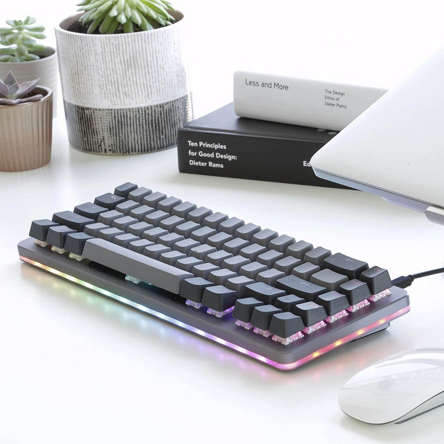 Drop ALT Mechanical Keyboard &mdash; 65% (67 Key) Gaming Keyboard, Hot-Swap Switches, Programmable Macros, RGB LED Backlighting, USB-C, Doubleshot PBT, Aluminum Frame (Kaihua Box White, Gray)