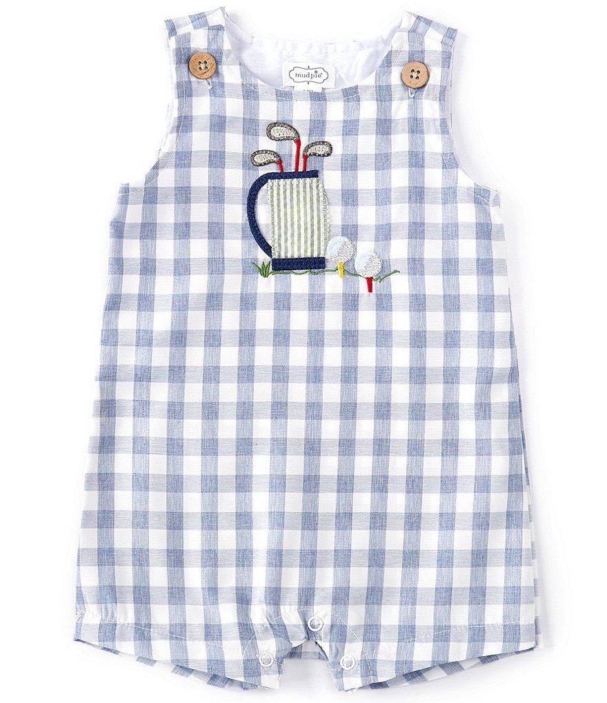 Mud Pie Baby Boys 3-18 Months Golf Gingham Jon Jon Shortall