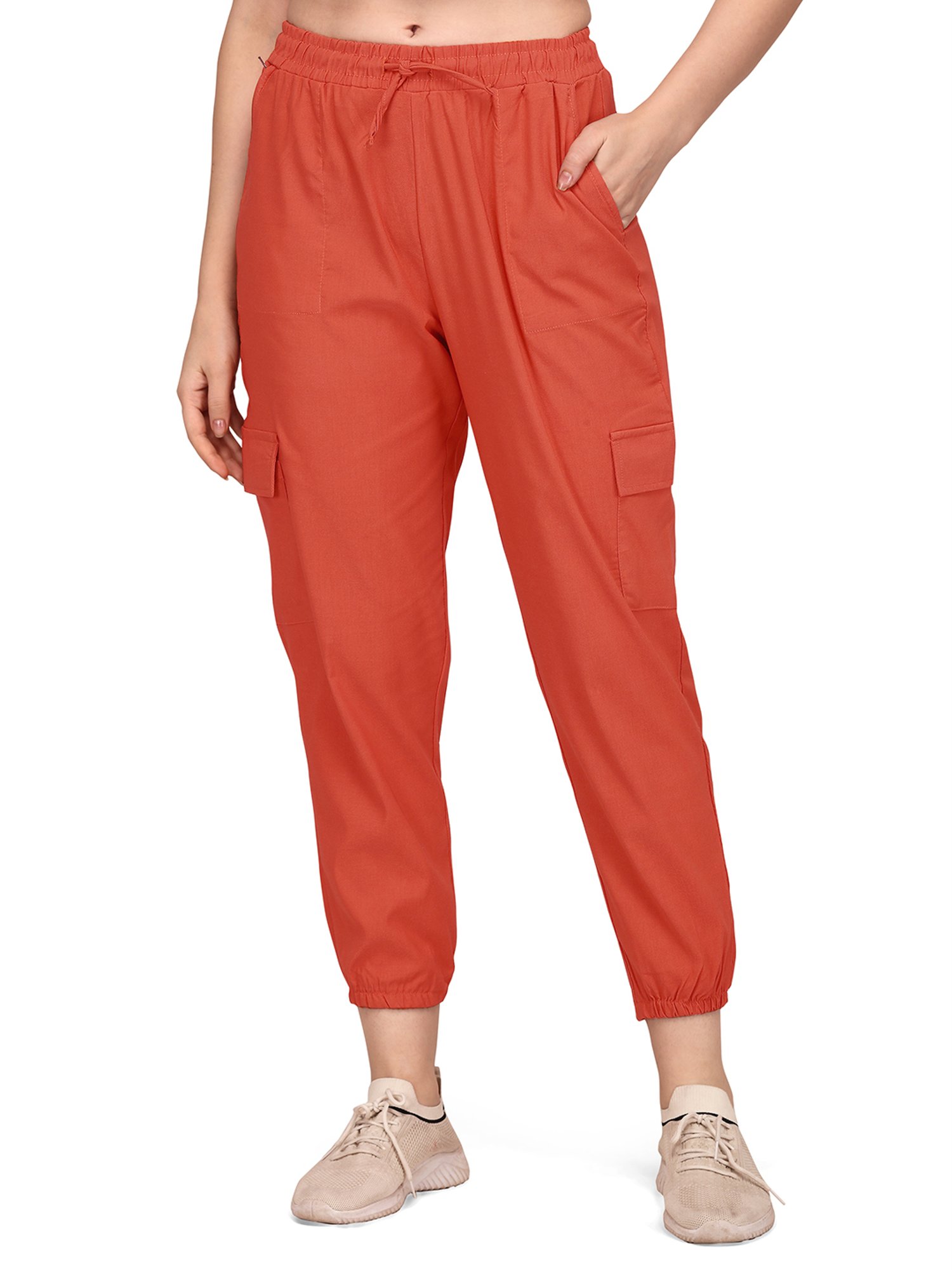 FITHUB Orange Relaxed Fit High Rise Joggers