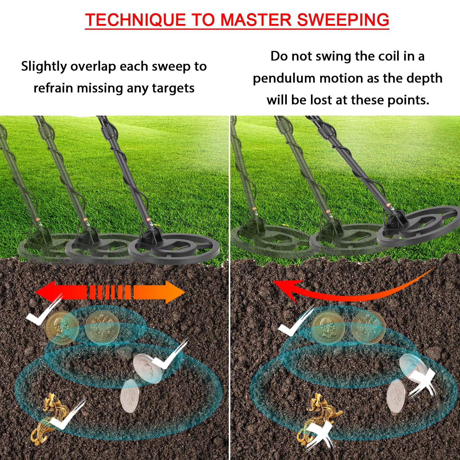 KKmoon MD-5030KK Portable Easy Installation Underground Metal Detector for Adults High Sensitivity Jewelry Treasure Gold Metal Detecting Tool Finder