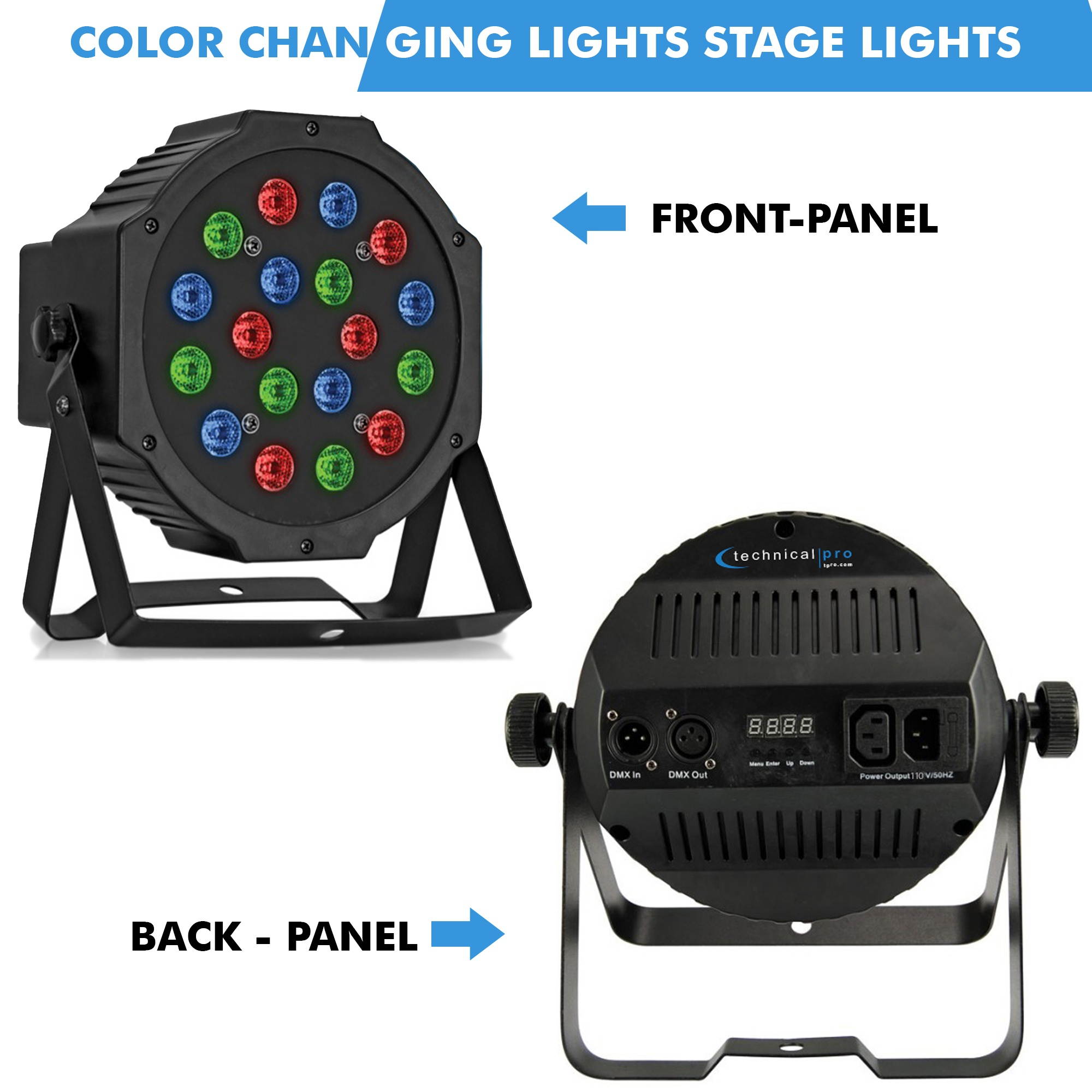 Technical Pro Professional DJ LED DMX Light, Color Changing Lights Stage Lights, Sound active, auto, remote control, for Stage Dance Party Wedding DJ Disco Show Mirror Ball Lighting Club Disco Lights