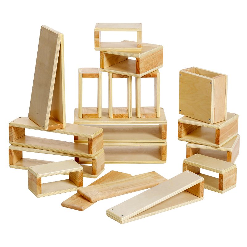 ECR4Kids Big Hollow Block Set | STEM Education Wooden Building Blocks | 18 Pieces