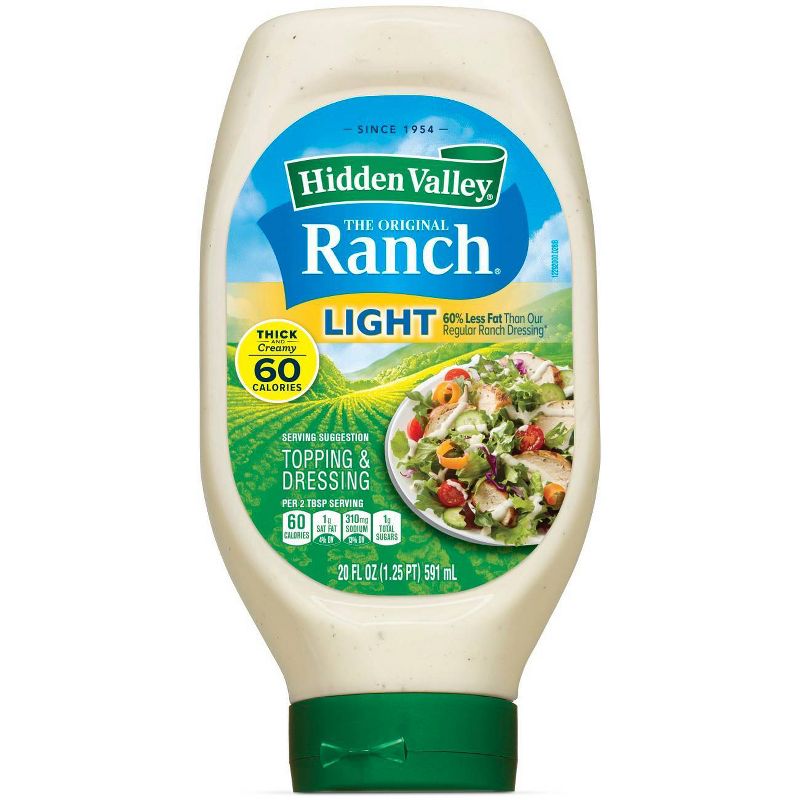 Hidden Valley Easy Squeeze Original Ranch Light Salad Dressing & Topping - Gluten Free - 20fl oz
