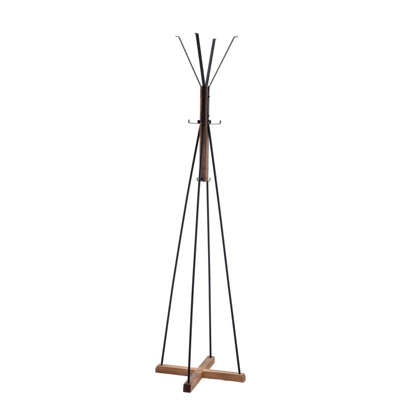 Noma Wood & Metal 8 Hook Standing Coat Rack Brown/Black - Summerland Home