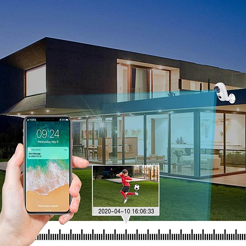 Security Camera Outdoor Wireless WiFi,  Solar Powered Surveillance Camera with Rechargeable Battery, 1080P Night Vision, Motion Detection, 2-Way Audio, IP65 Waterproof, Cloud Storage/SD Slot