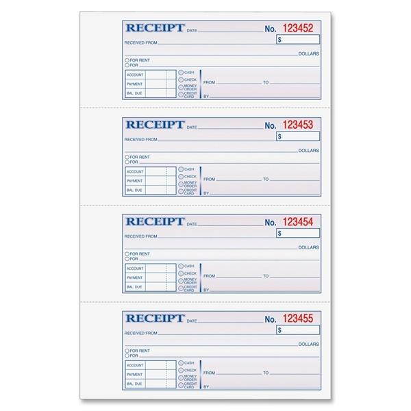 Adams Money/Rent Receipt Book Carbonless 2-Part 7-5/8"x11" WE DC1182