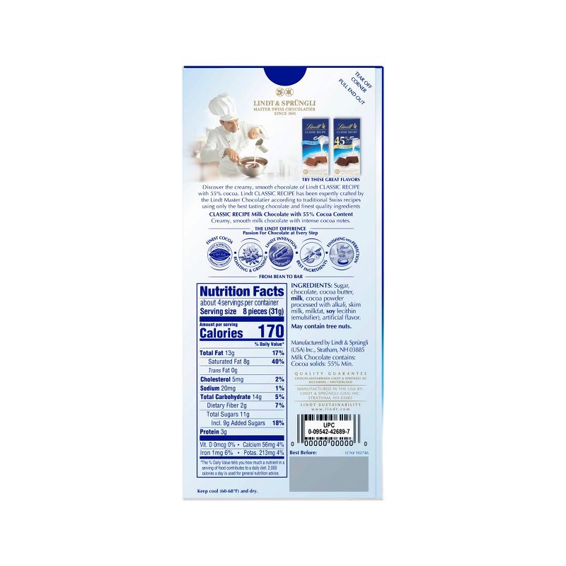 Lindt Classic Recipe 55% Bar - 4oz