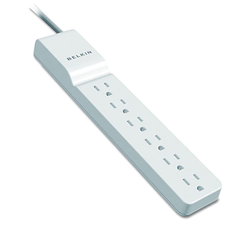 6Outlet Power Strip Surge Protector wFlat Rotating Plug 6ft Cord 1080 Joules White 6 8Outlet Power Strip Surge Protector wFlat Plug 8ft Cord 2500 Joules