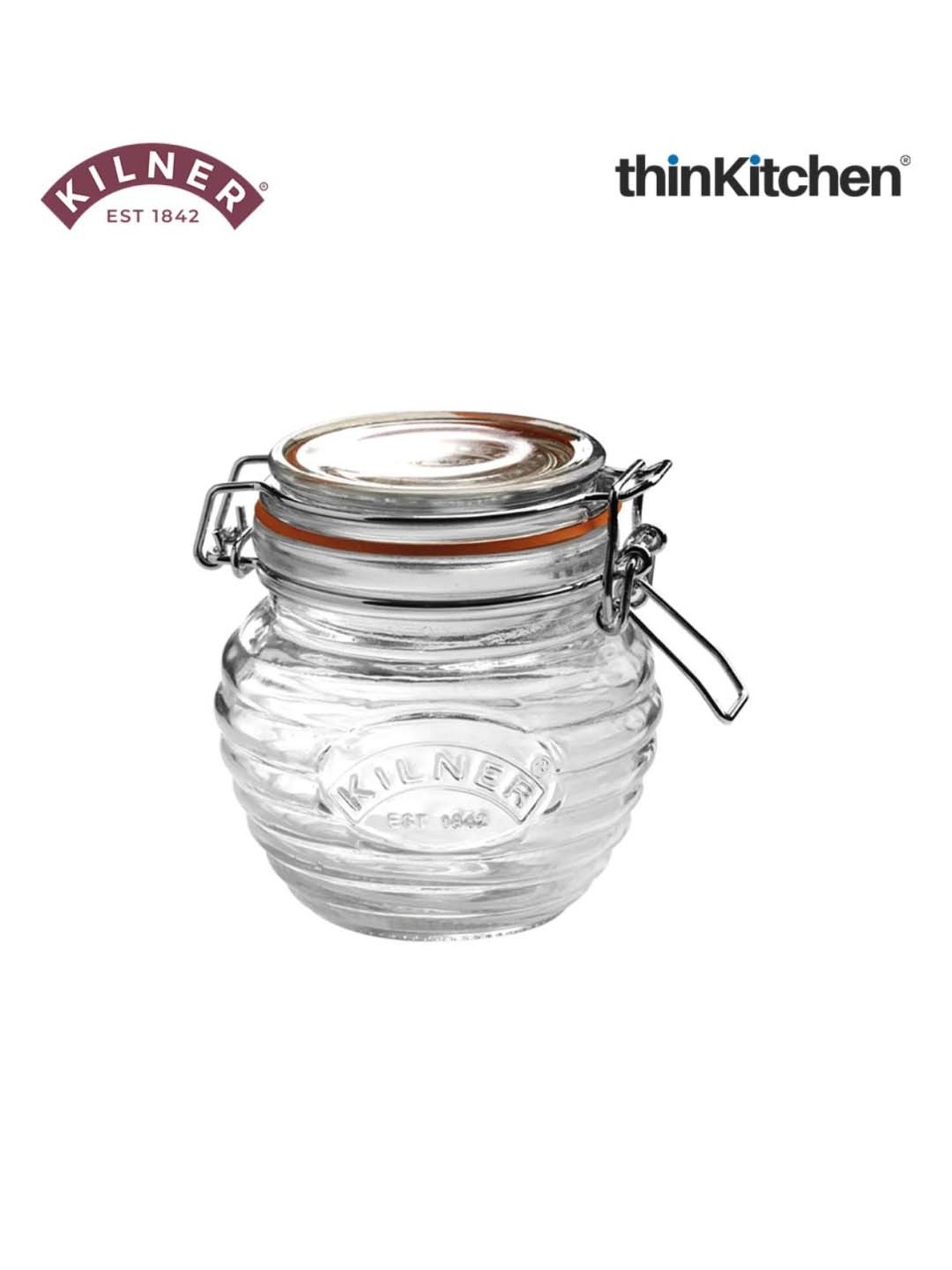 Kilner Transparent Glass Honey Pot With Beech Dipper (0.4 L)