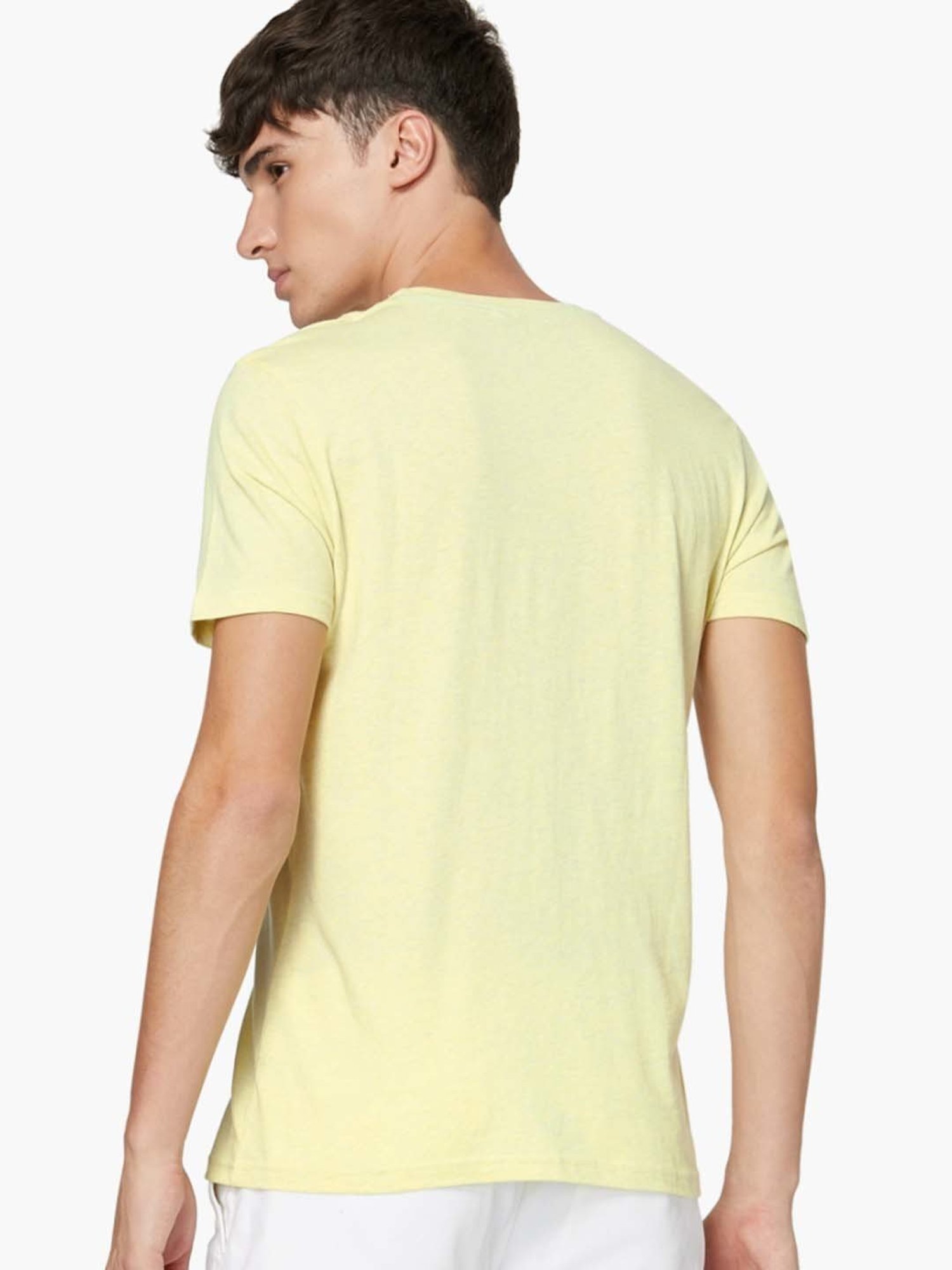 BOSSINI Yellow Cotton Regular Fit T-Shirt