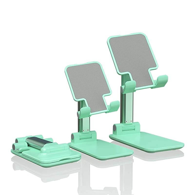 Portable Cell Phone Stand for Desk Adjustable Foldable Tablet Mount Mobile Phone Holder for Desktop Bed Compatible with All Smartphones Green