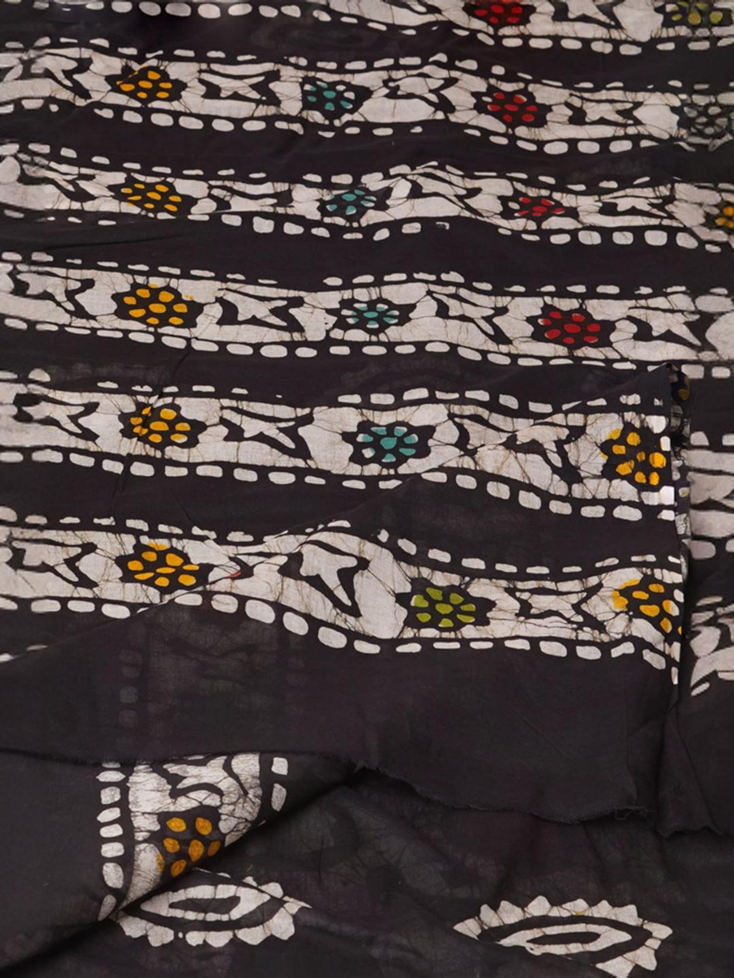 Unnati Silks Black Cotton Printed Saree With Unstitched Blouse