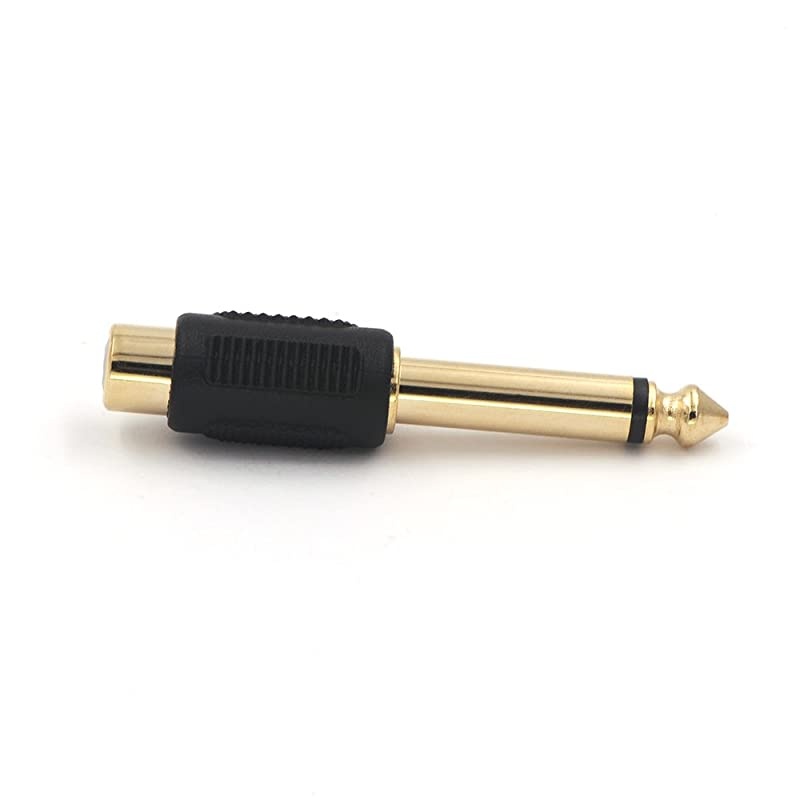 RCA to 1/4" Audio Adapter, 6.35mm Mono Plug Male to RCA Female Connectors 6-Pack
