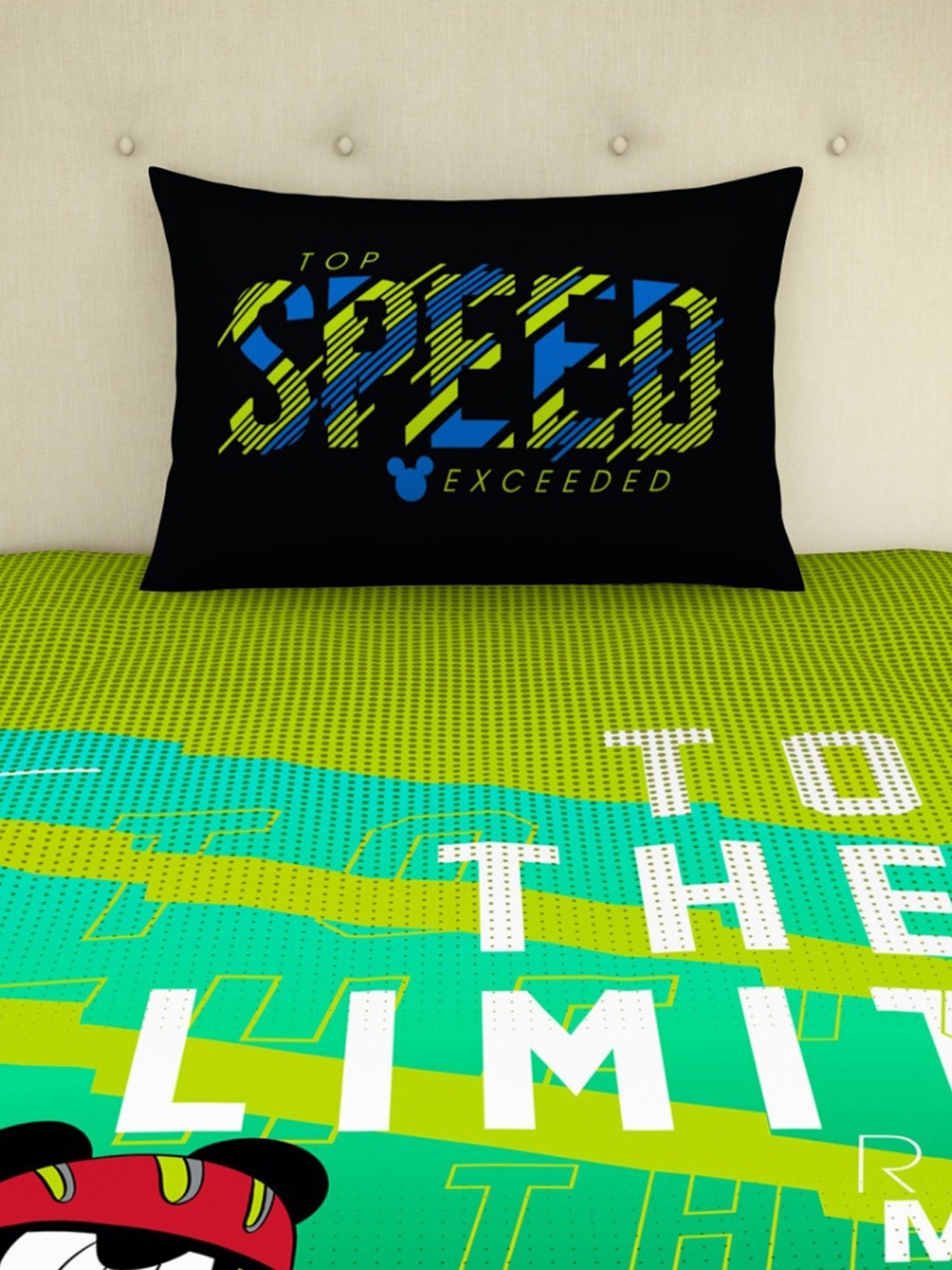Spaces Character based Green 180 TC Cotton Single Bed Sheet with 1 Pillow Cover