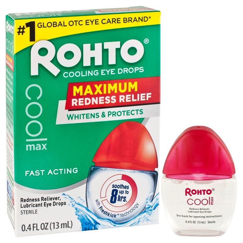 Rohto Cool Max Maximum Redness Relief Cooling Eye Drops - 0.4oz