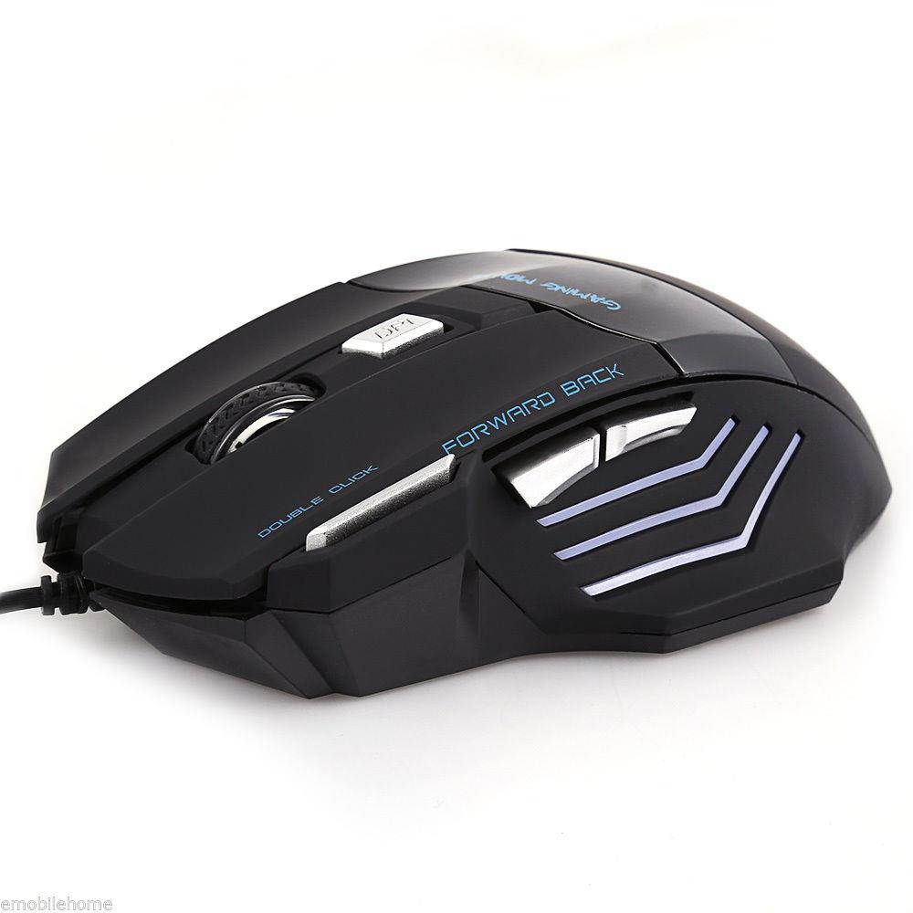 JWFY USB Wired LED Gaming Mouse 5500DPI Resolution with Seven Buttons 1.5m Cable