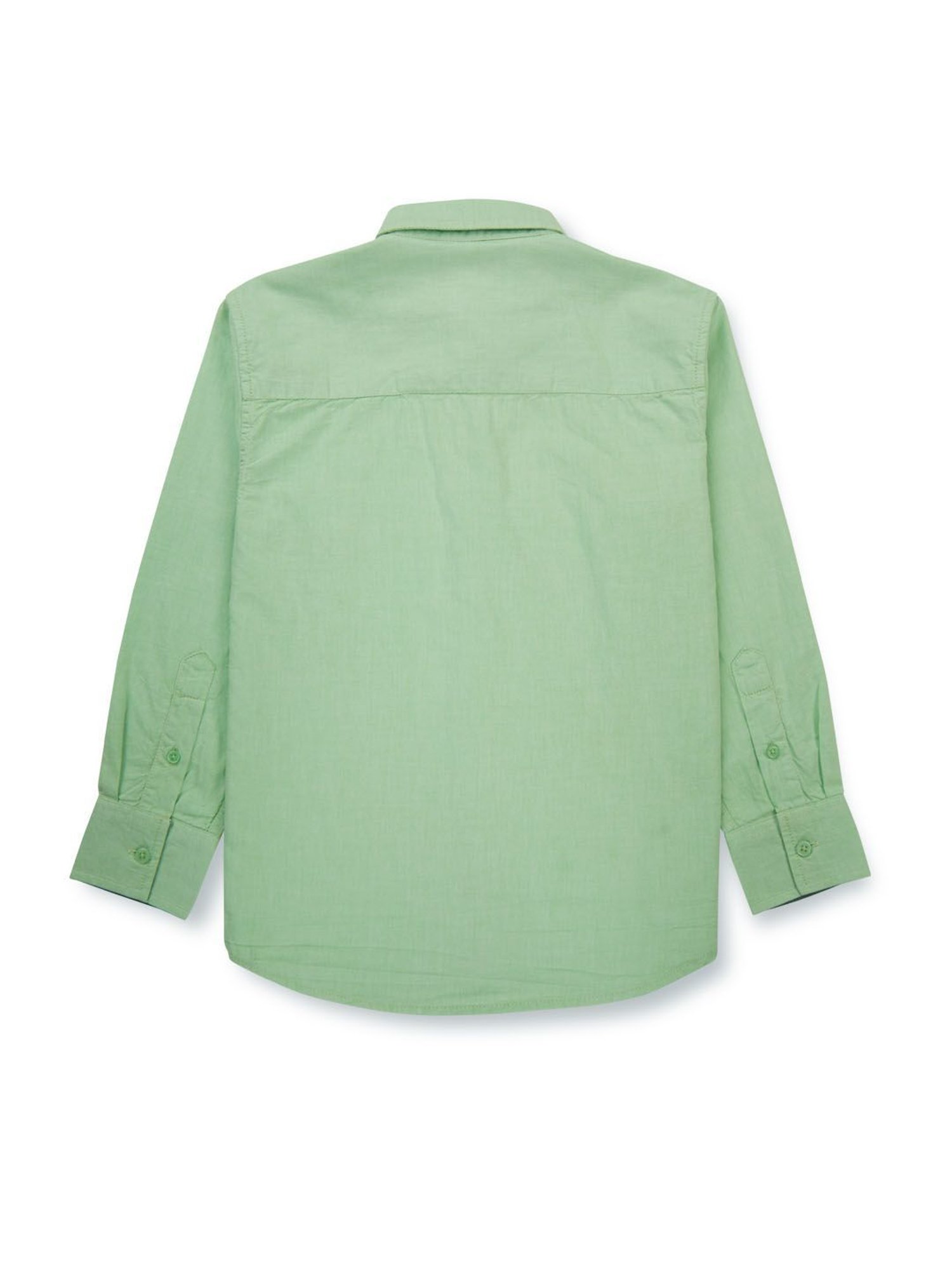 Gini & Jony Kids Green Solid Full Sleeves Shirt