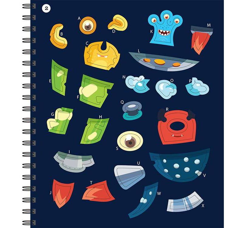 Sticker Puzzles Monsters - (Spiral_bound) (Spiral Bound)