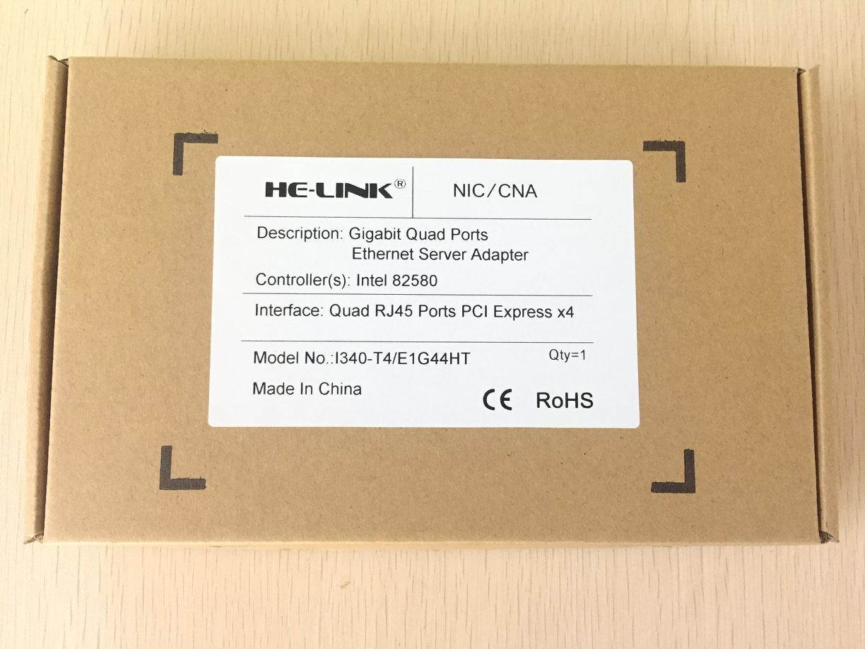 HE-LINK for  Intel 82580 Chip Gigabit Ethernet Converged Network Adapter (NIC), Quad Copper RJ45 Ports, PCI Express 2.0 X4, Same as I340-T4/ E1G44HT