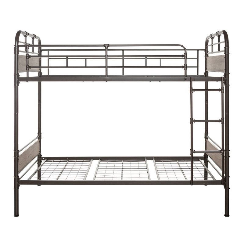 Twin over Twin Metal Wood Bunk Bed Black - Saracina Home