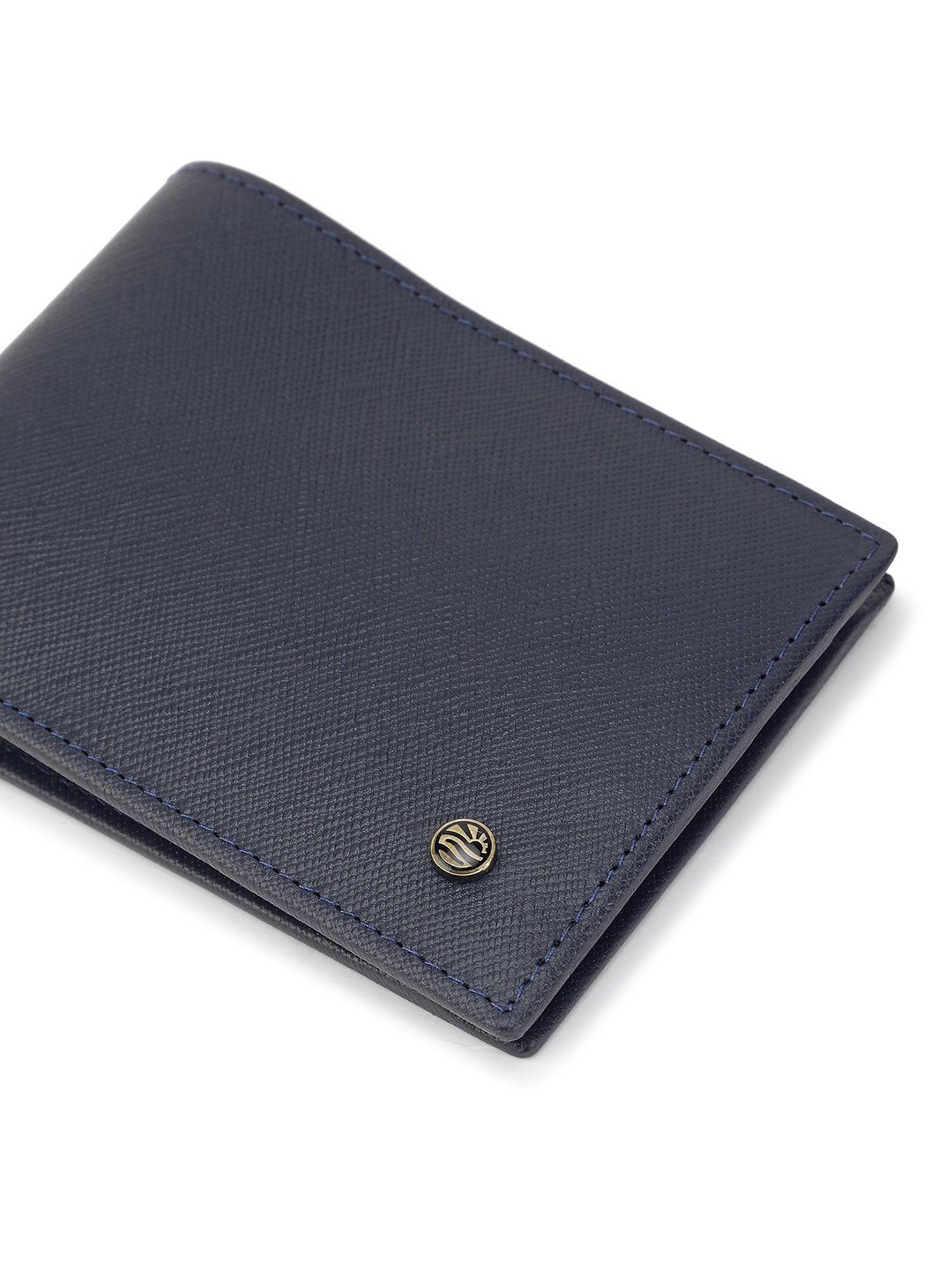 PERQUISITE Navy Casual Leather Bi-Fold Wallet for men